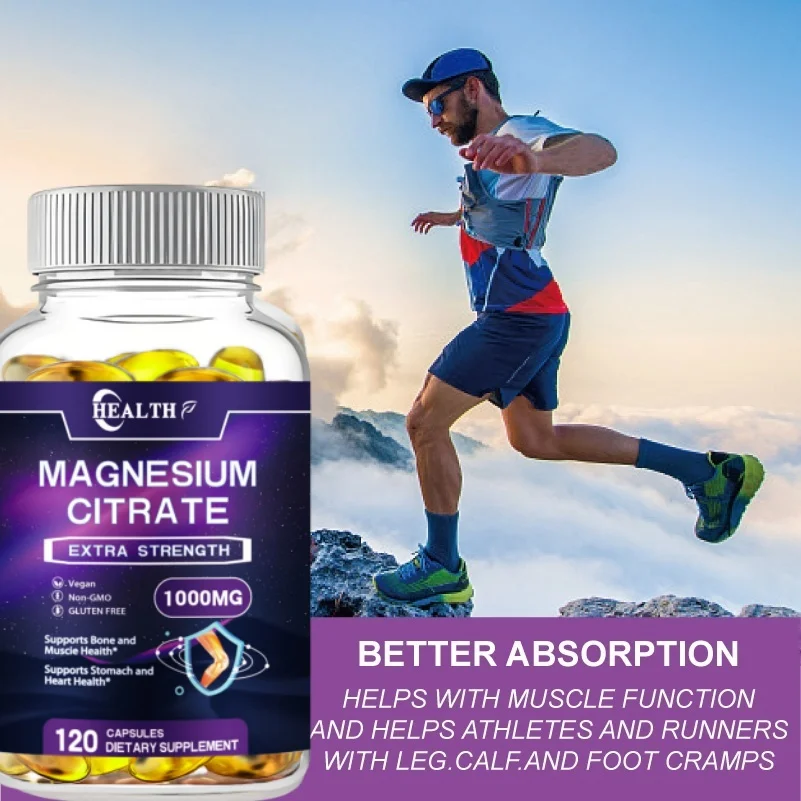 Magnesium citrate 1000MG for calming, relaxing, constipation, and digestive support supplements, non genetically modified