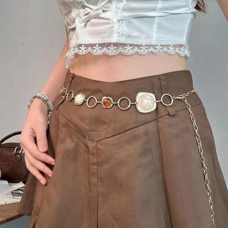Women's Decorative Ethnic Style Waist Chain Thin Silver Iron Chain Rustproof Accessory for Party Beach Street Wear All Seasons