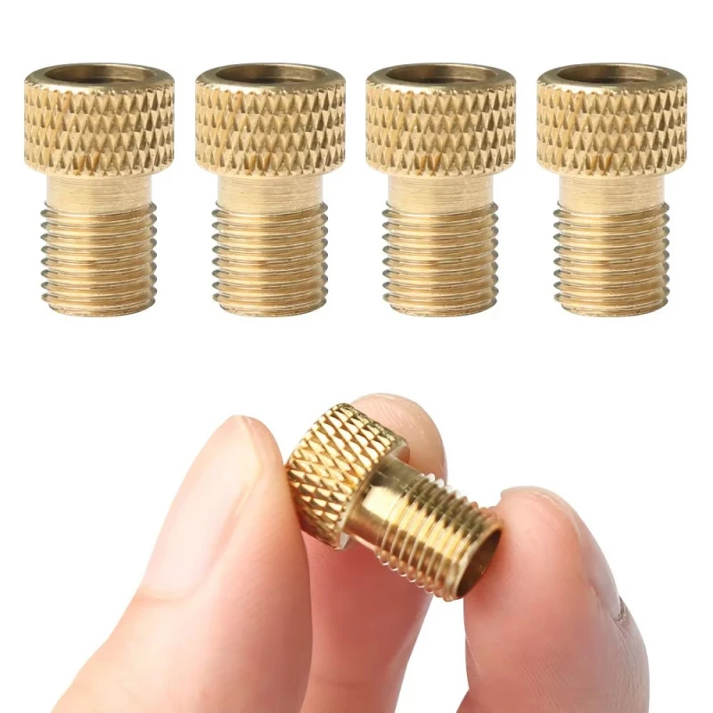5-50pcs Bicycle Presta To Schrader Adapter Bike Tire Valve Adapter Copper Golden Bicycle Pump Tire Valve Connectors F/V To A/V