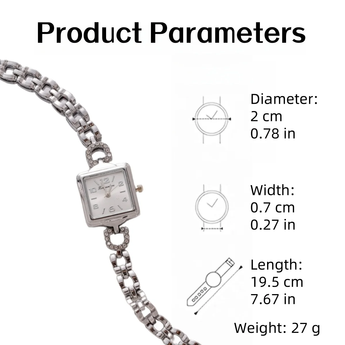 Chic Women Quartz Timepiece Geometric Square Dial Openwork Zinc-alloy Bracelet Avant-garde Design Watch Accessories Jewelry Gift