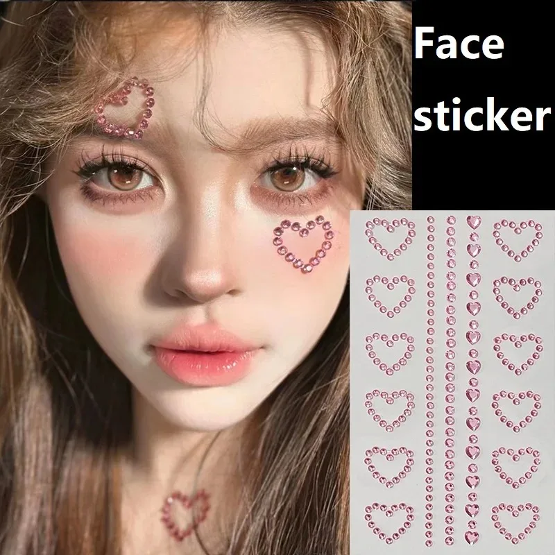 New Face Stickers Rhinestones Jewels for Makeup Bright Face Crystals Festival Glitters Face Stickers Jewels XKTZ03