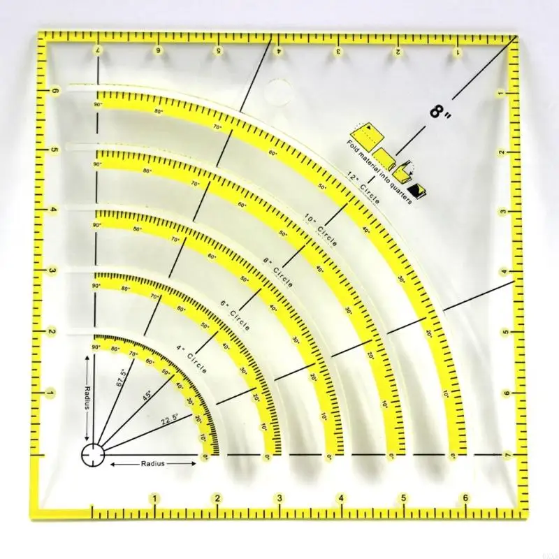 8Inch Angled Quilting Ruler Craft From Acrylic For Textile Measurement Tasks 0XXB