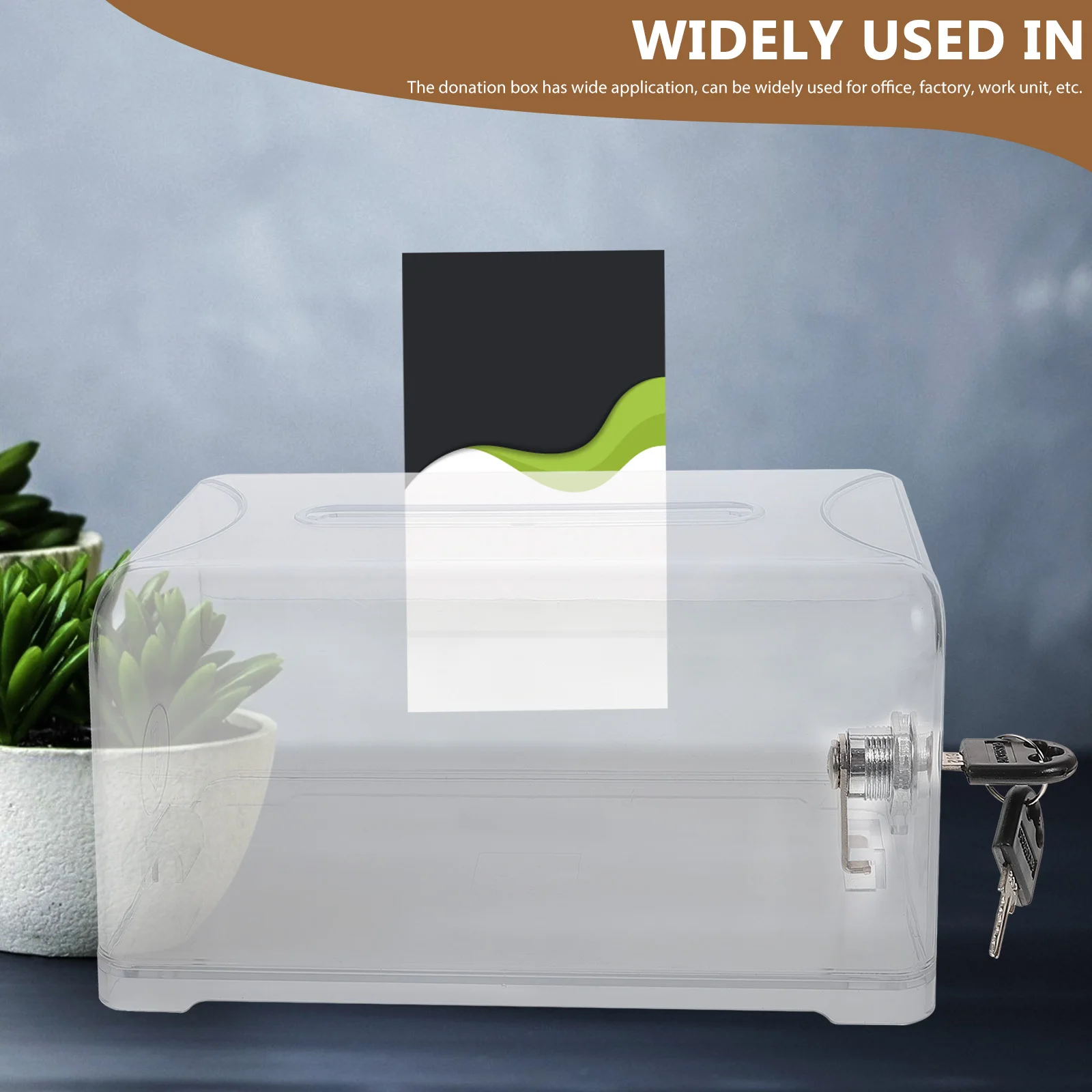 صندوق التبرع القابل للقفل، صندوق الاقتراحات، جمع الاقتراع، أموال آمنة، رسائل، استخدام المصنع المكتبي