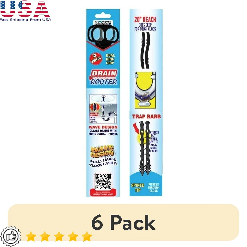 

6 упаковок 20-дюймовой сливной змеи с 46 шипами-ловушками, нетоксичный многоразовый очиститель канализации, раковины, ванны, средство для удаления сабо