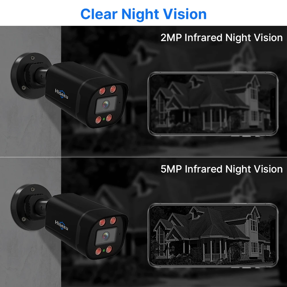 Hiseeu 5MP AHD CCTV cámara tipo bala 1080P 2MP visión nocturna seguridad exterior cámaras de videovigilancia analógicas sistema CCTV XMEye