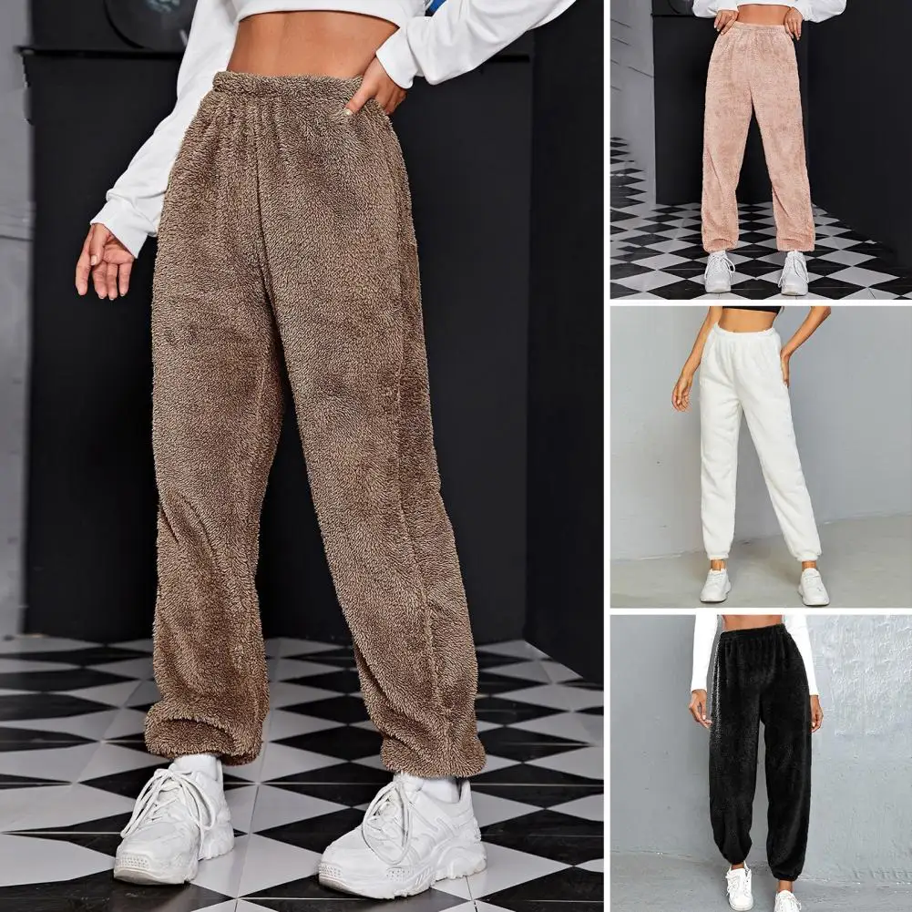 

Women Trousers Cozy Winter Women's High Waist Plush Sweatpants Warm Soft Stylish Trousers for Cold-proof Comfort Solid Color