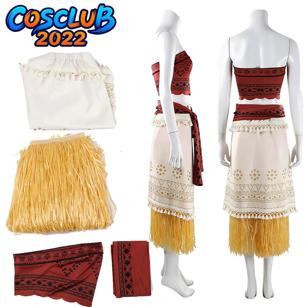 

Moana Cosplay Princess Costume Top Skirt Movie Ocean Roleplay Clothing Disfraz Outfits Halloween Carnival Party Women Adult Suit
