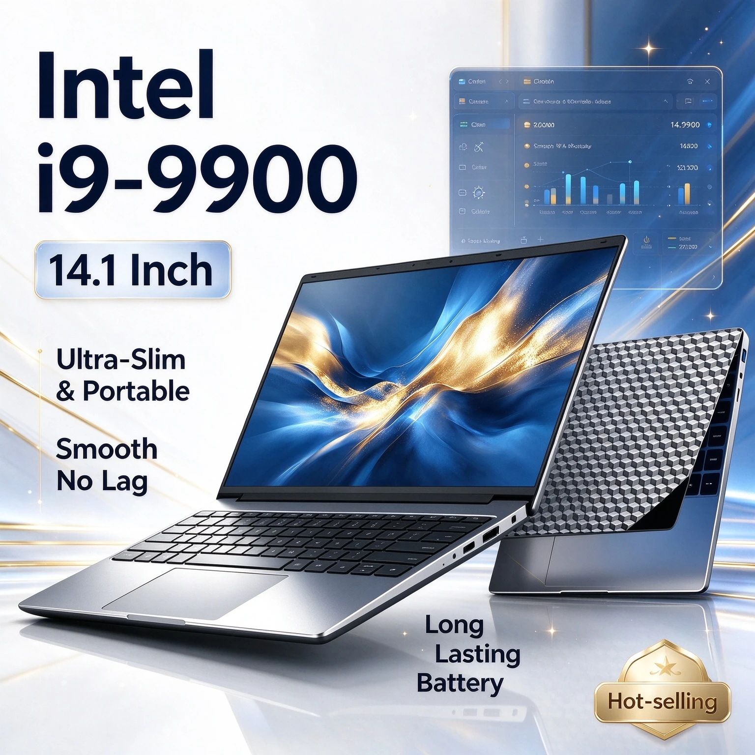 32GB RAM Laptop Intel Core i9 9900 8C16T 5GHz 2TB SSD 14.1 Inch Gaming 1920x1080 Office Home Pro Max Plus