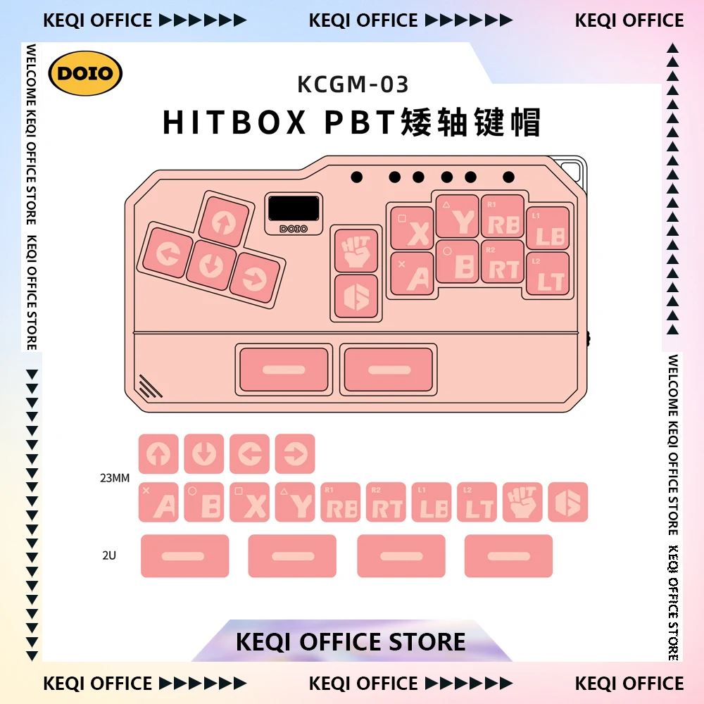 

Колпачки для клавиш DOIO HITBOX KCGM-03, PBT, с термосублимацией, разноцветные, для нескольких тем, 18 клавиш, игровые квадратные колпачки, набор для кастомизации клавиатуры
