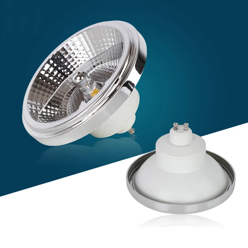 Dimmable 15W COB LED AR111 lamp Reflector Cup G53 GU10 LED QR111 ES111 LED spotlight AC85-265V/DC12V Warm White