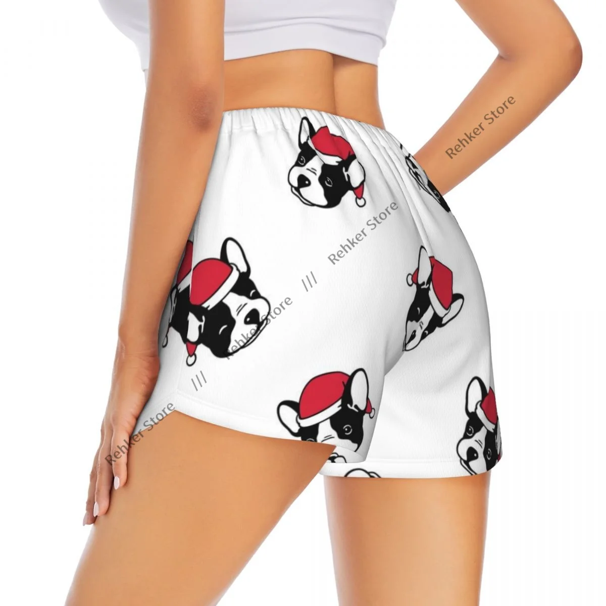

Женские шорты для йоги с рождественским рисунком собаки, легкие спортивные быстросохнущие дышащие шорты для бега на открытом воздухе