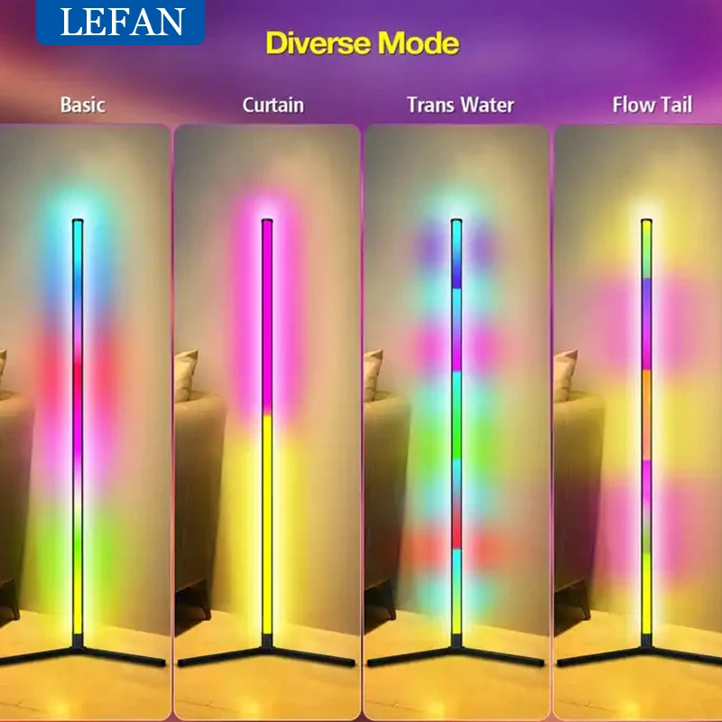 Imagem -05 - Rgb Led Floor Standing Lamp com Controle Remoto Controle de Voz Luz Indireta de Canto Tuya App Decoração para Casa Alice Google Samsung Sofá