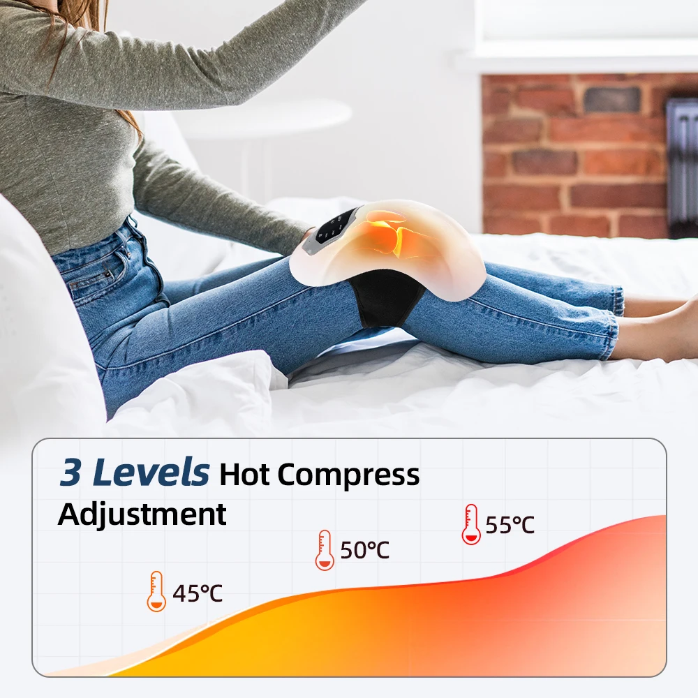 Electric Vibration Knee Massager Infrared Physiotherapy Airbag Heated Knee Massage Tool For Joints Pain Relief Muscles Injuries