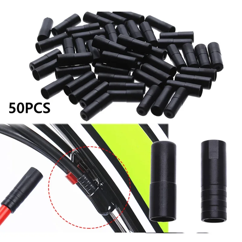 50pcs Mountain Road Bike Bicycle Brake Gears Outer Cable End Caps Tips Crimps Shift Derailleur Cable Wire Tip Cap Housing