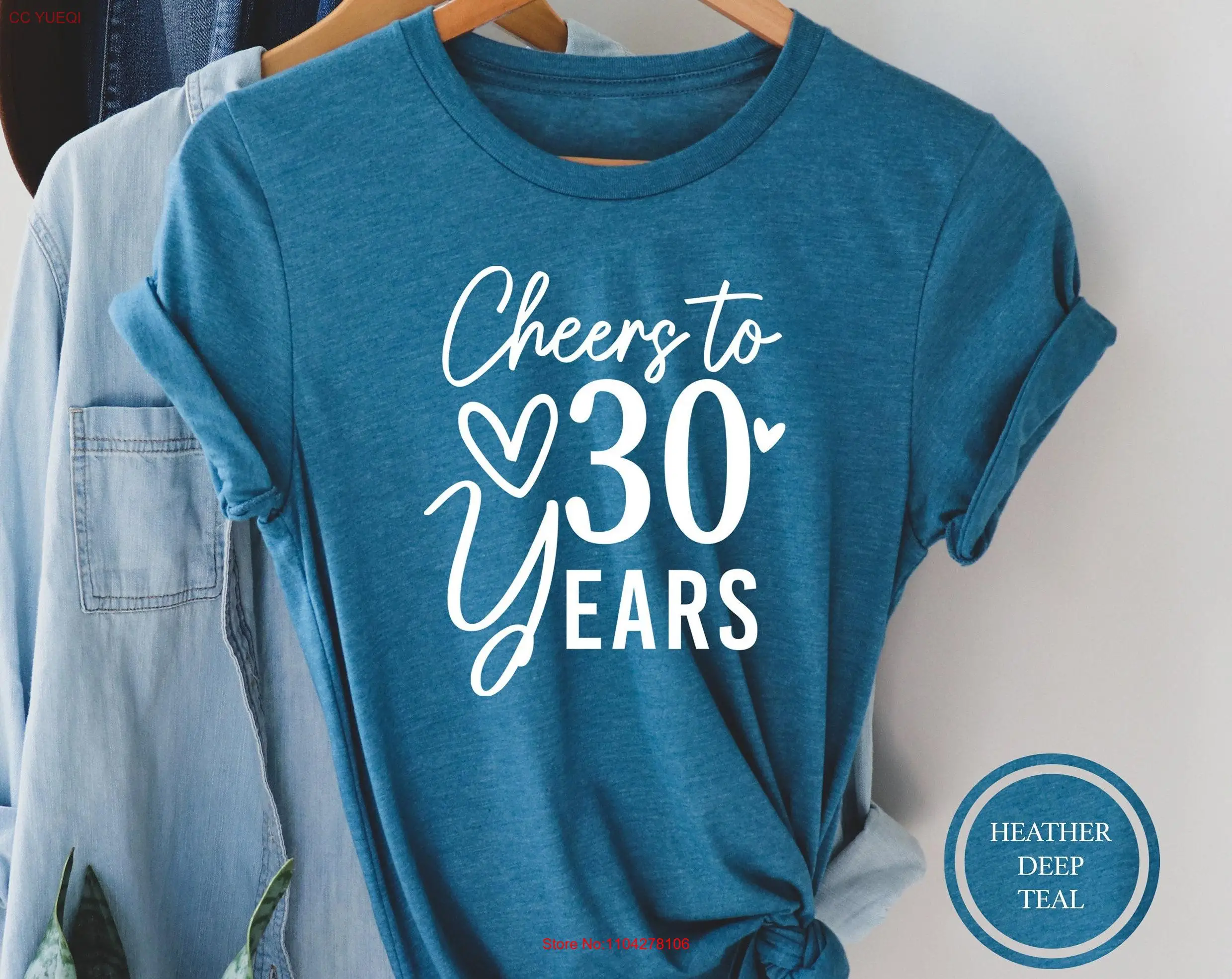 Cheers To 30 Years T Shirt 30th Birthday Ideas Anniversary Thirtieth long or short sleeves