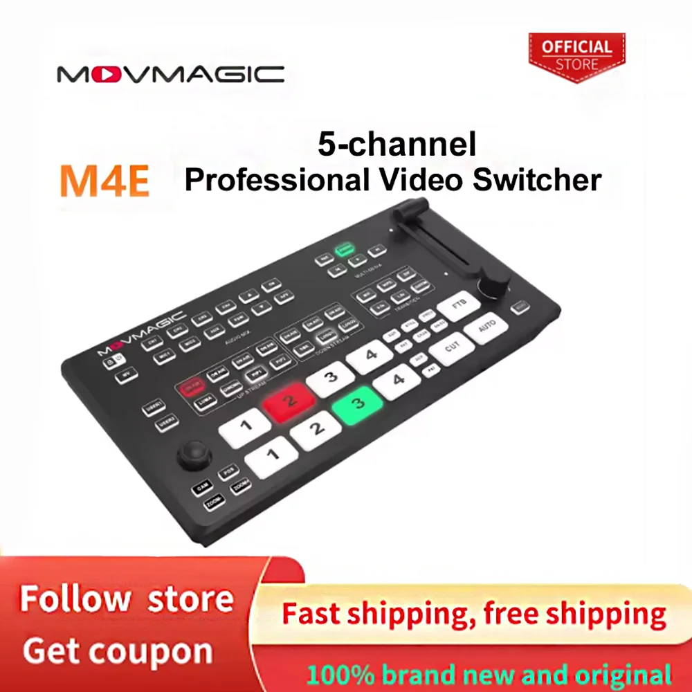 MOVMAGIC M4E 5-channel HDMI-compatible NDI&USB Video Switcher Video Audio Mixer 4K For Live Streaming Recording