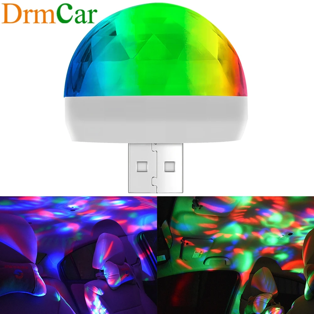 Car Led Auto Ambient Light DJ RGB Mini Colorful Music Sound USB Interfac Holiday Party Karaoke Color Mushroom Decorative Lamps