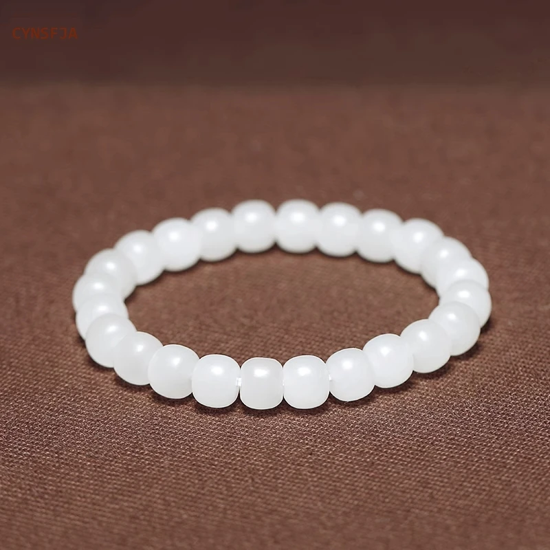 CYNSFJA New Real Rare Certified Natural Hetian Mutton-fat Nephrite Women's Lucky White Jade Bracelets High Quality Bless Gifts