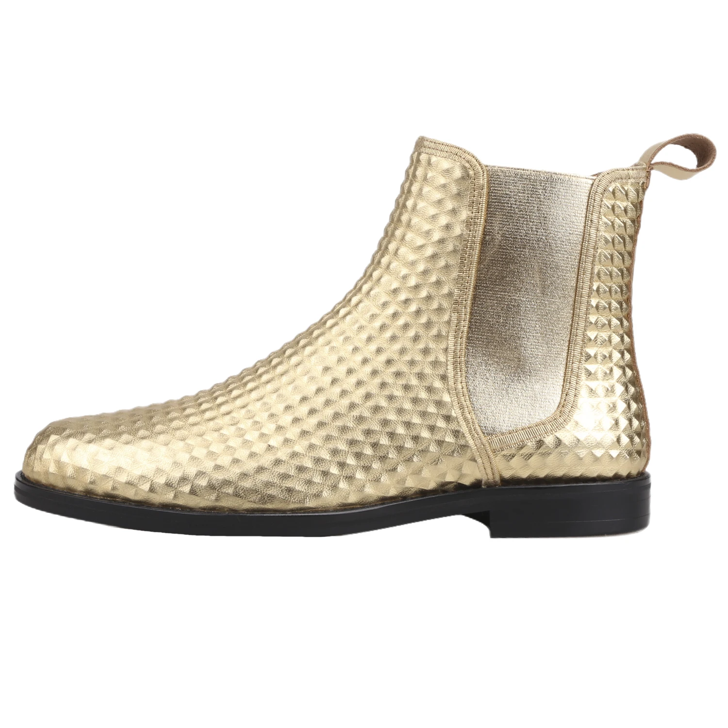 Piergitar Winter New Style Handcrafted Customized Gold Diamond Embossed Leather Chelsea Boots British Classic Men's Casual Boot