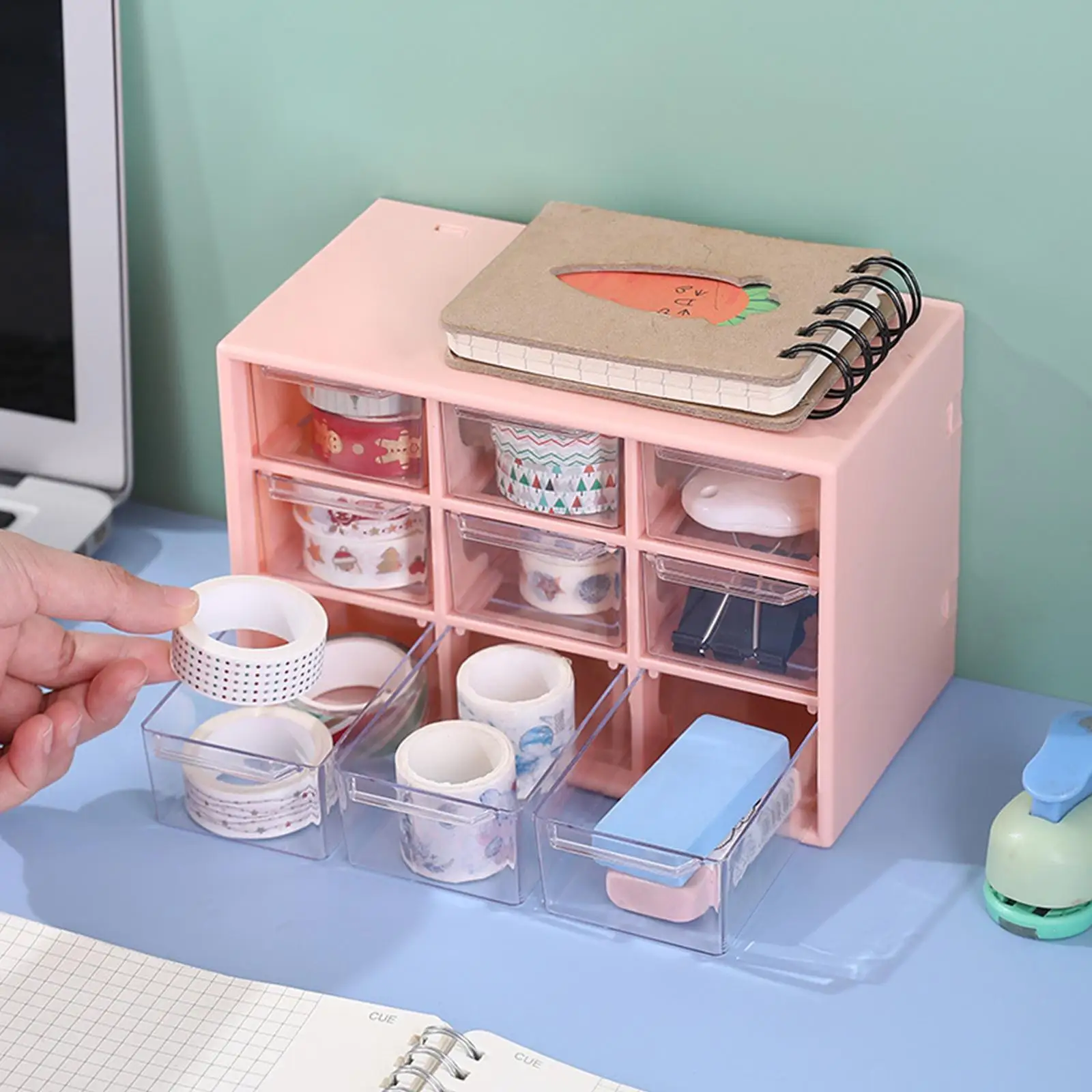 9/6/4 Grids Drawers Storage Box Pink Girls Desktop Dustproof Stationery Organizers Box Cosmetics Jewelry Drawers Organizer