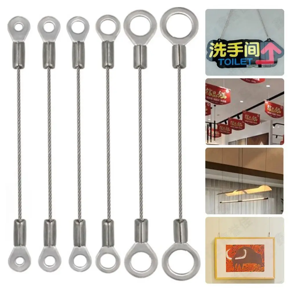 4Pcs 304 Stainless Steel Wire Rope Anti-fall Safety 1.5mm Terminal Block M4 Wire Eyelets Panel Light Lanyard for Hanging Lamp