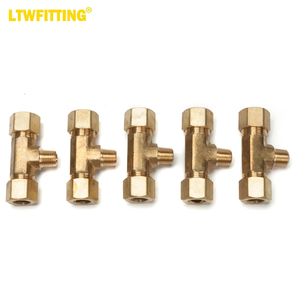 

LTWFITTING Brass 3/8-Inch OD x 3/8-Inch OD x 1/8-Inch Male NPT Compression Branch Tee Fitting(Pack of 5)