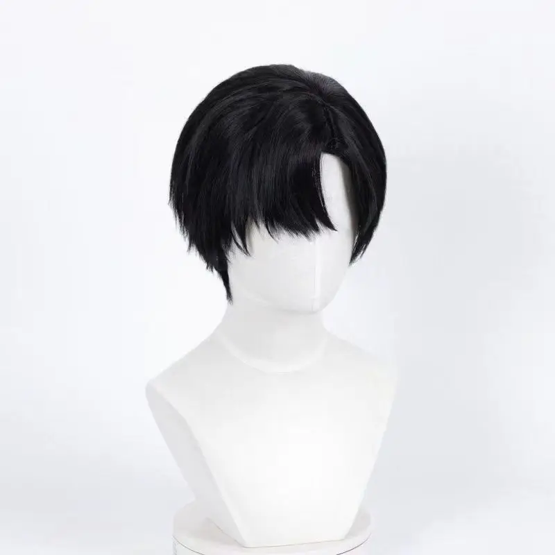 Anime Character Ivan Cosplay Wig Black Short Hair With Simulation Scalp Top Rose Net Heat Resistant Synthetic Fiber Wig