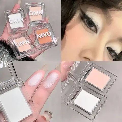 Bilashmart Matte White Nude Apricot Eyeshadow Makeup Lasting Fine Powder Face Highlight Silkworm Brightening Monochrome Eye Shadow Palette