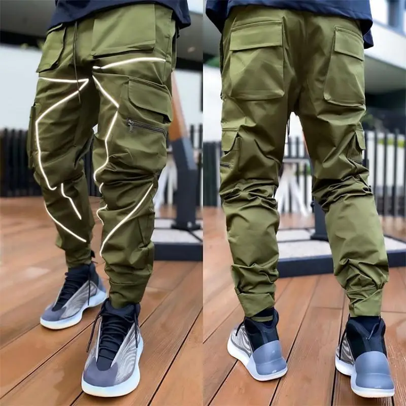 Pantaloni Cargo abbigliamento Casual da uomo popolare 2024 tendenza moda pantaloni da uomo comodi abbigliamento da lavoro riflettente di design di