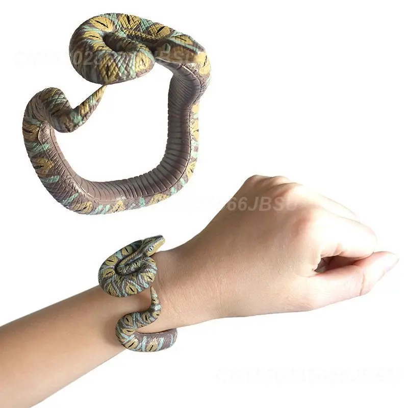 Tricky Spoof Simulation Snake Toy Snake Bracelet Simulation Animal Model Realistic Appearance Portable Suitable For Halloween