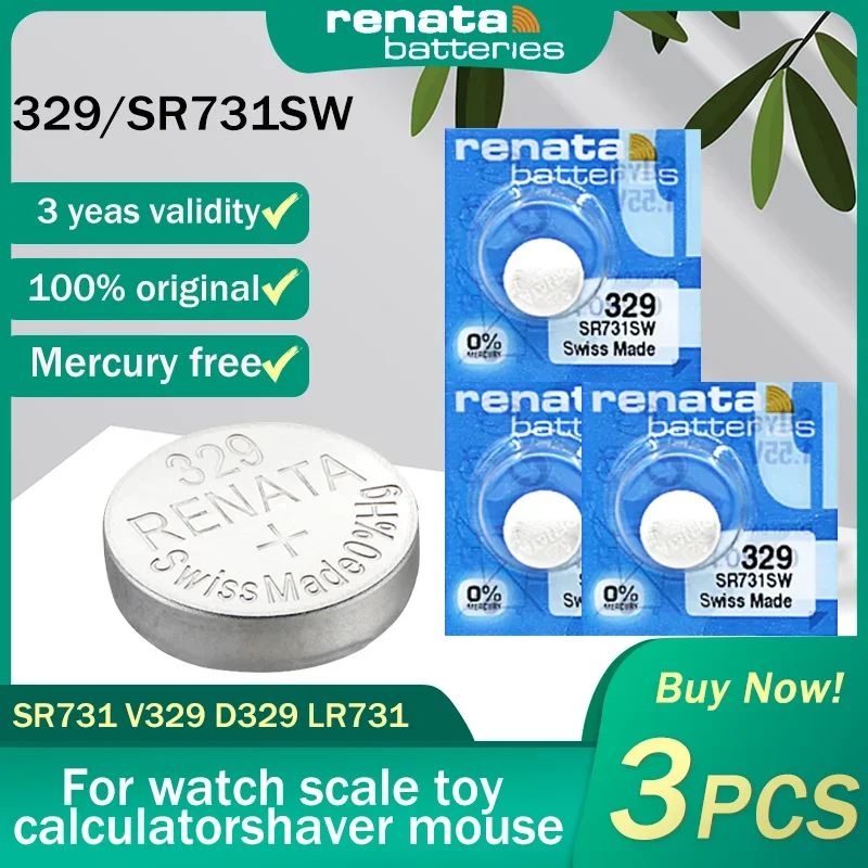 3PCS Original Renata 329 SR731SW LR731 D329 V329 1.55V Silver Oxide Watch Battery For Toy Calculator Swiss Made Button Coin Cell