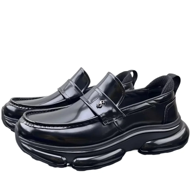 Genuine Leather Business Loafers Shoes Men's Buffer Cushion Shock Absorption Sole Design Cowhide Comfortable Breathable Shoes