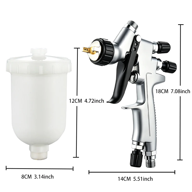Mini HVLP Gravity Feed Paint Spray Gun 0.8/1.0/1.2mm Nozzles High Atomization Sprayer for Car Motorcycle Furniture Home DIY Pain