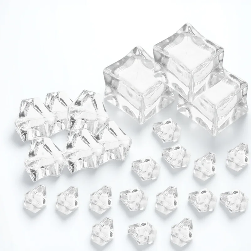 

48pcs Simulation Cubes Clear Acrylic Fake Ice Cube For Photography Props Beverage Decor Home Bar Shop Display Reusable Ice