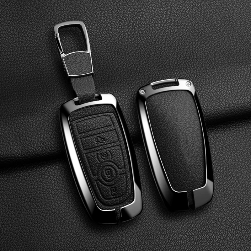 Zinc Alloy Leather Car Key Cover, For Ford Raptor F150 RC Protector Ford F-150 Raptor, Protected Keychain Bag, Car Accessories view 4