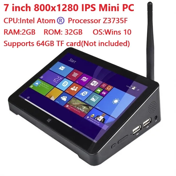 Мини-ПК SZBOX CL-X8 7 дюймов, 800 х128 0 IPS экран, Windows 10, ЦП Z3735F DDR3L 2 Гб EMMC 32 Гб BT4.0 Wi-Fi RJ45 LAN, офисный мини-ПК