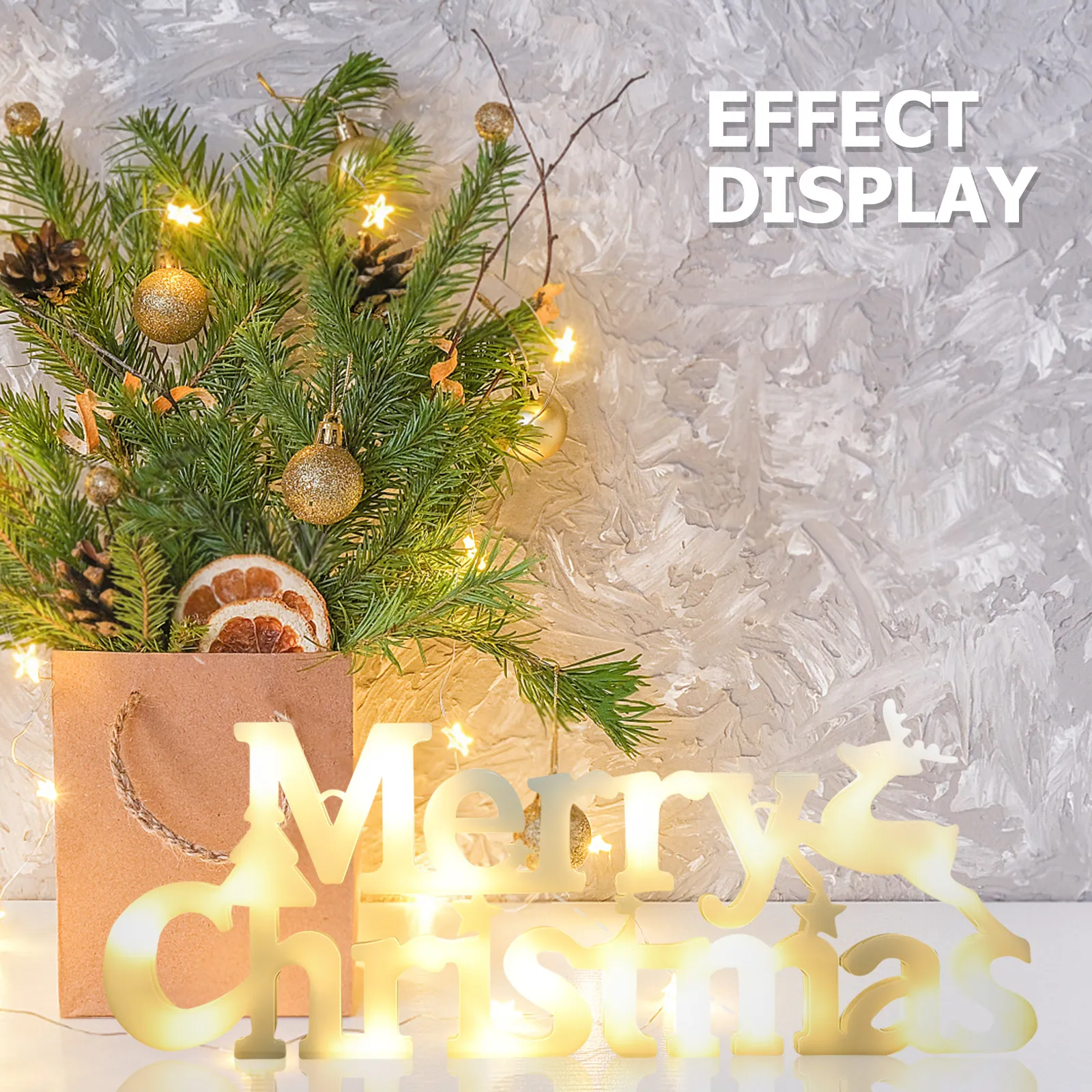 

Merry Christmas LED Letter Sign Alphabet Christmas Light for Tabletop Desktop Decor Xmas Decoration Lights Holiday Party