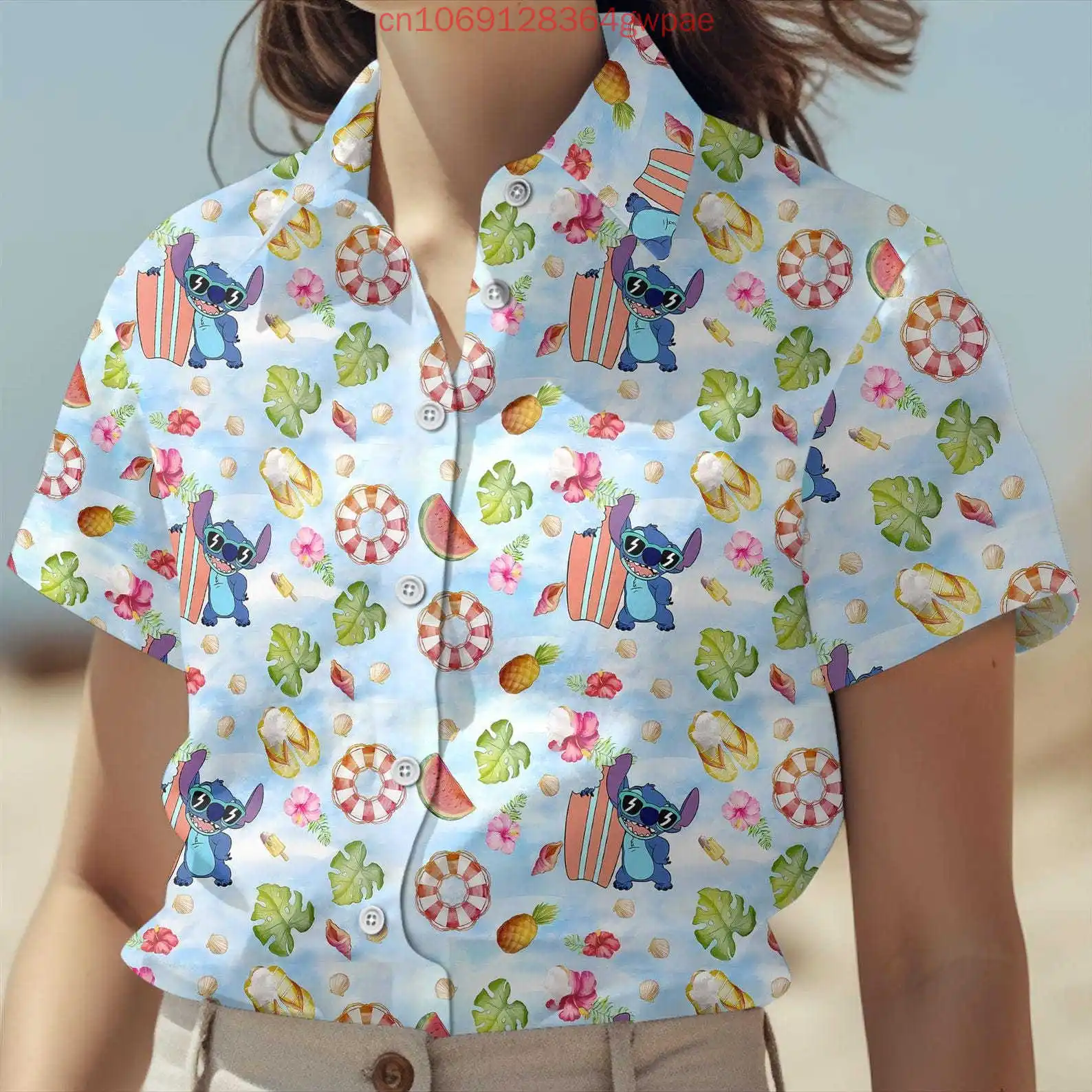 Camisa hawaiana Disney Stitch Lilo, camisa de manga corta con botones para  mujer, camisa informal de verano para vacaciones en la playa y protección  solar / Las mujeres Tops, image size:1588x1588