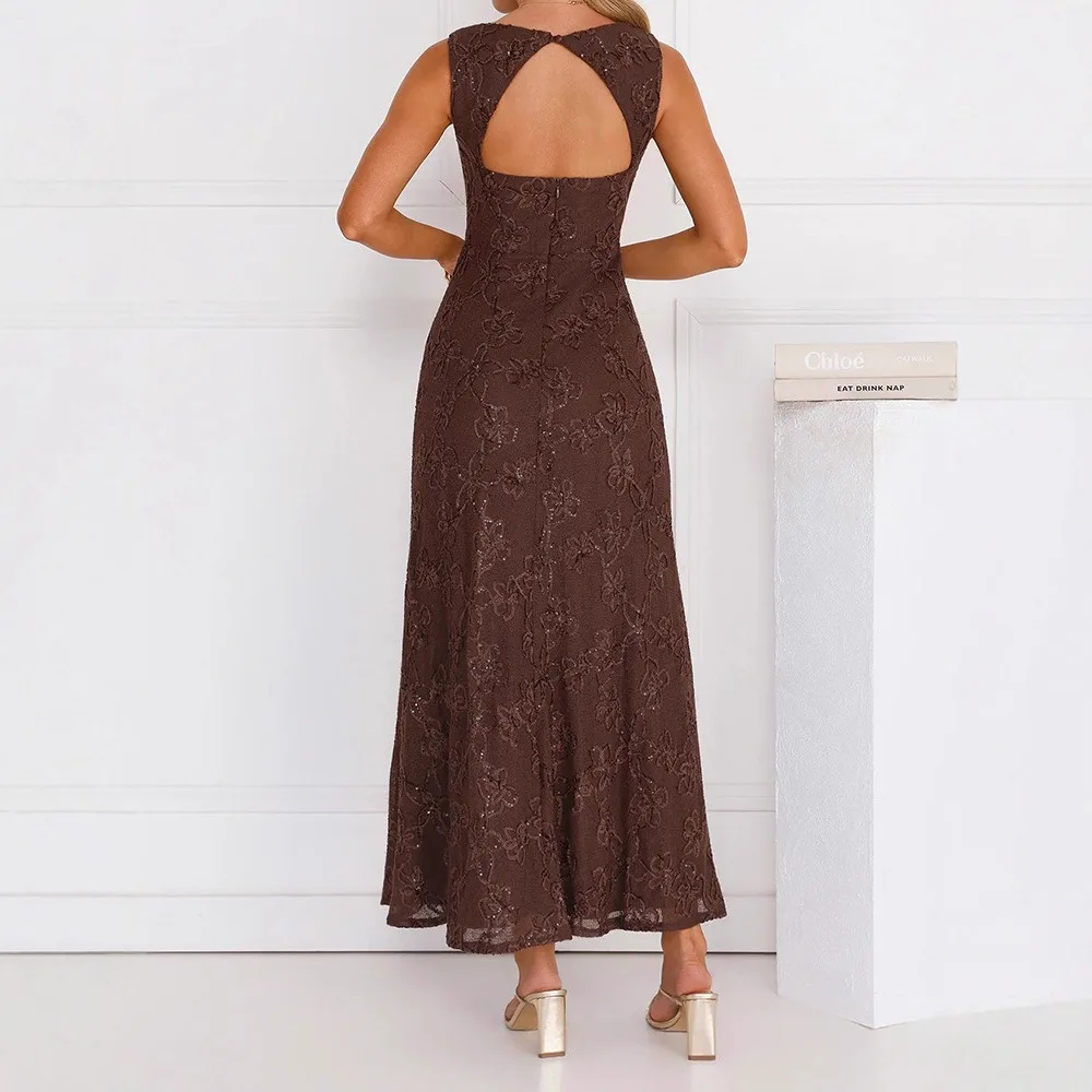 Women Backless Sleeveless Maxi Dress Sexy Street Chic Slim Fit Soft Breathable Stretchy Flattering Comfy Party Date Night New