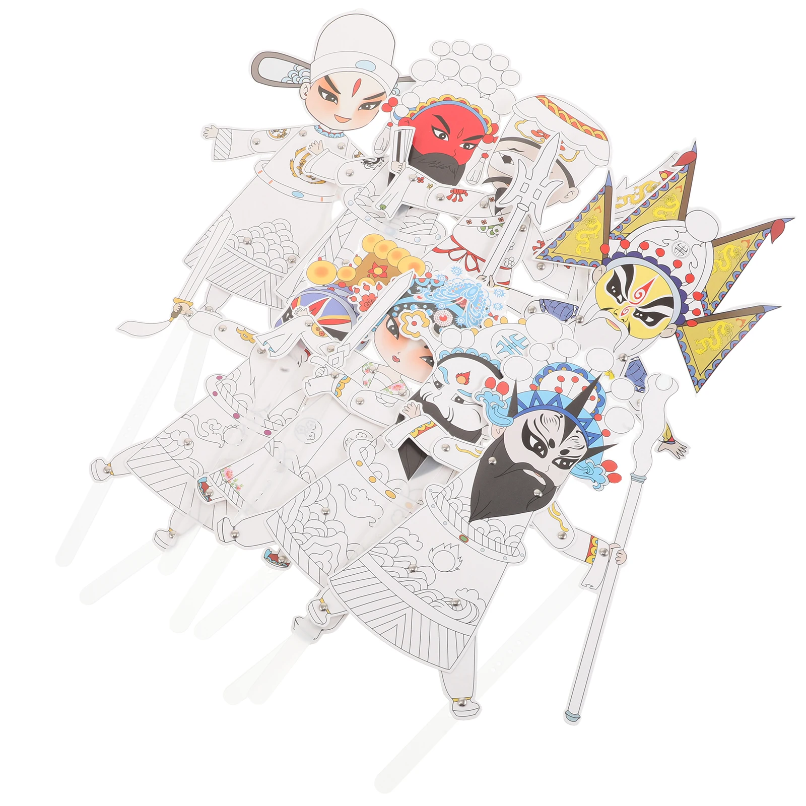 

8pcs DIY Chinese Shadow Puppet Painting Kit Kids Toy Paper Model Craft Activity Traditional Hand Puppet