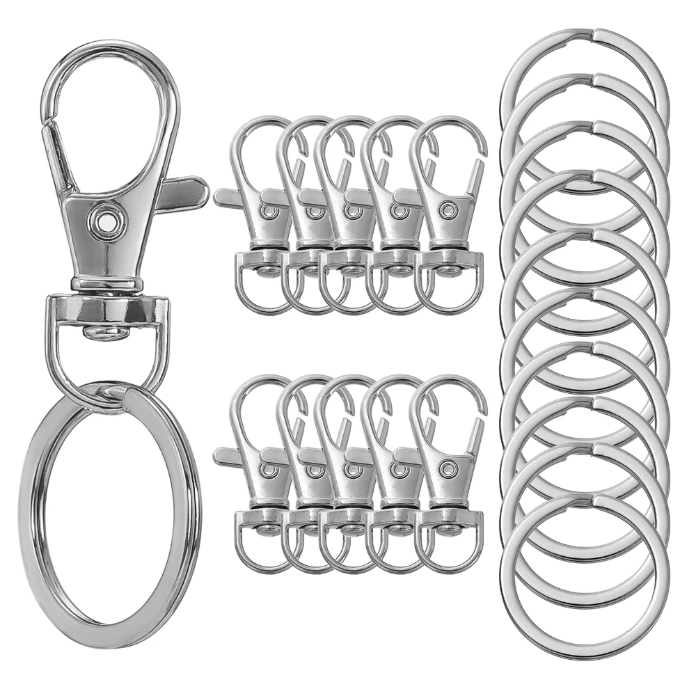 20pcs/set Swivel Snap Hooks With Key Rings, Premium Metal Swivel Lobster Claw Clasps In Assorted Sizes (Large, Medium, Small) image 3