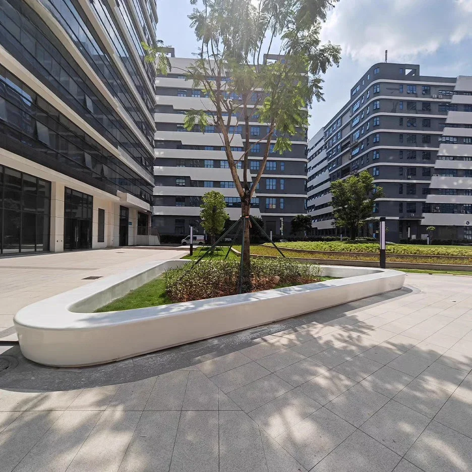 FRP Outdoor White Tree Pool Special-shaped Planting Pool Park Flower Bed Flower Pool Garden Landscape Meichen Planting Box