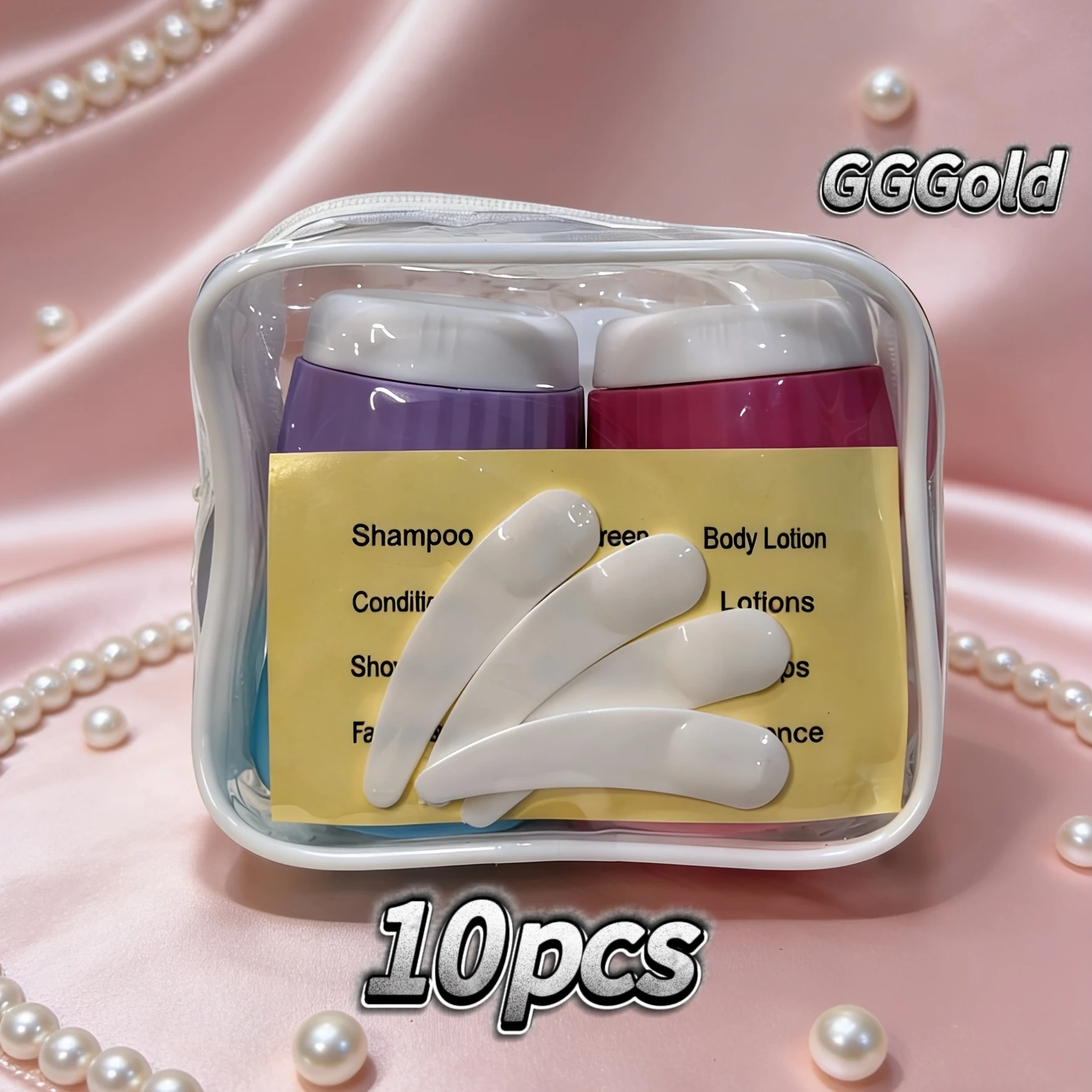 [10 Pieces] 30ml Silicone Travel Jar Set Leak-Proof Cosmetic Containers, Including 4 X 30ml Cream Jars, 4 X Face Cream Spoons, an Exquisite Sticker, and a Versatile Toiletry Bag. | Ideal for Lotions, Creams, Shampoos, and Shower Gels, Perfect for Ships and Travel Seasons.