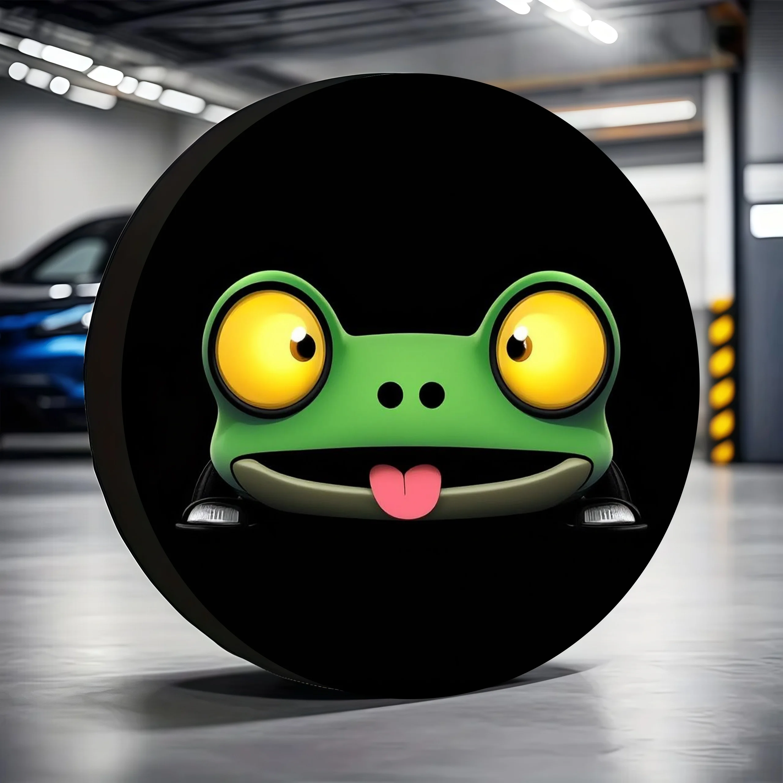 Funny Peeking Frog Spare Tire Cover Outdoor Waterproof Polyester Funny Animal Print