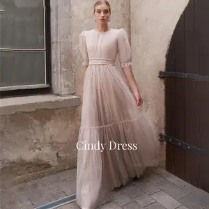 Cindy-Women-Women Puff Round Ärmel, rosa Fleisch, elegante fette Partykleider, Gala-Ball, Hochzeitskleid, 2024 8 Hauptverkäufe Hochzeitskleid für mollig - №7