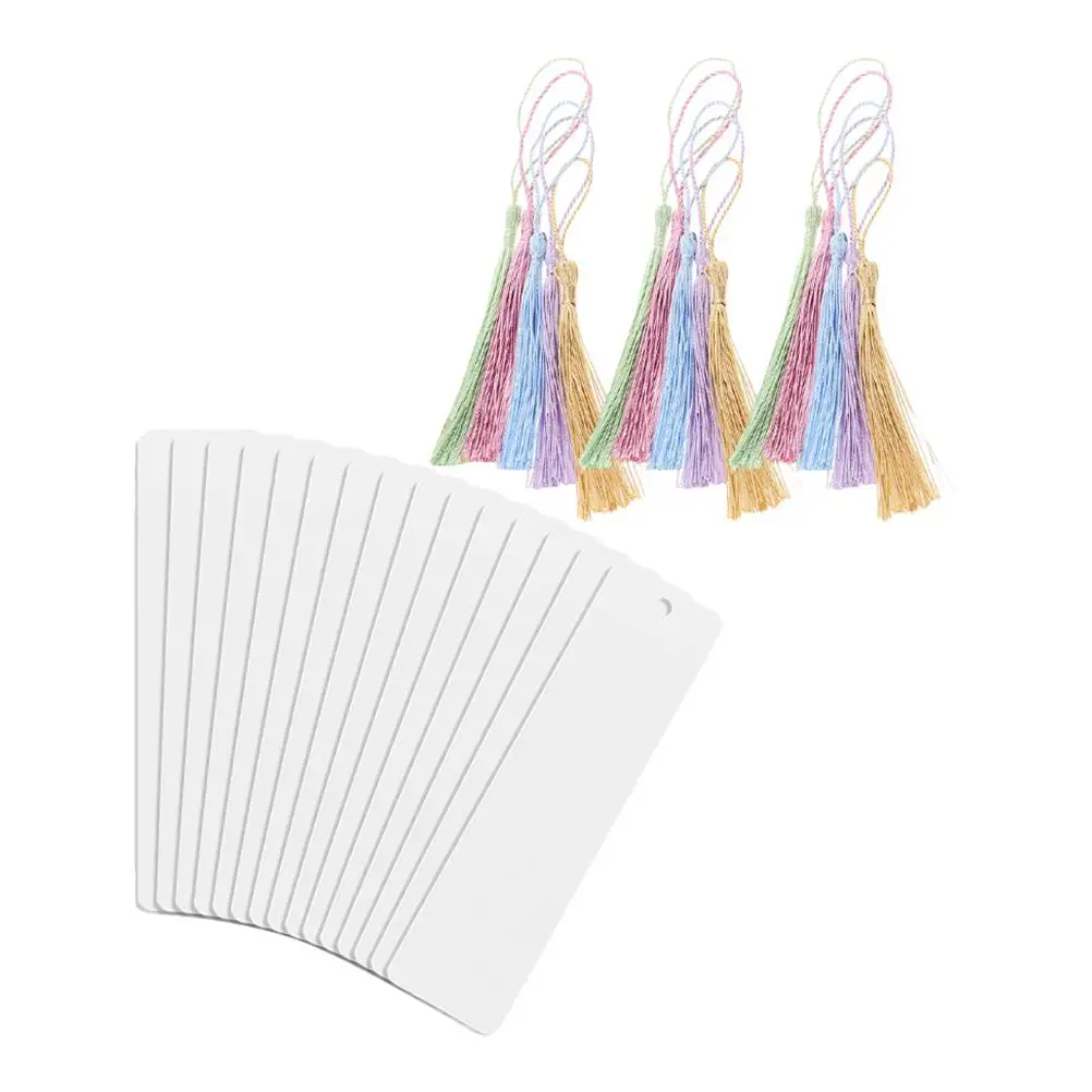 15 Sets Acrylic Bookmarks DIY Blank Page Markers Student Gifts Clear Bookmark Marks Tassels Exquisite Decorations Reading