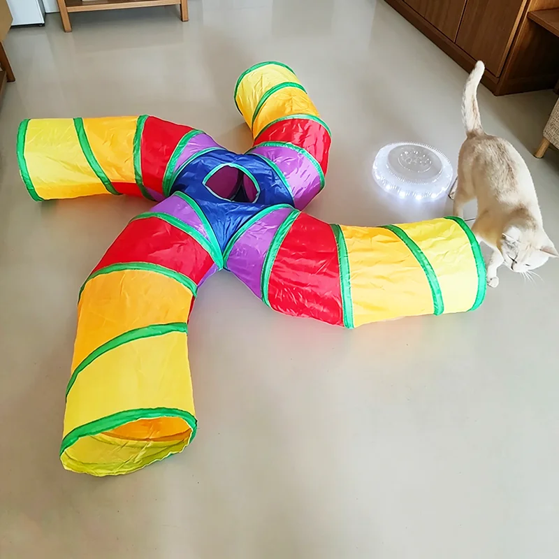 고양이 티저 막대 장난감, 고양이 자가 놀이용 미로 터널, 접이식 드릴 채널, 실내 새끼 고양이와 반려동물과 함께하는 인터랙티브 놀이 썸네일 5