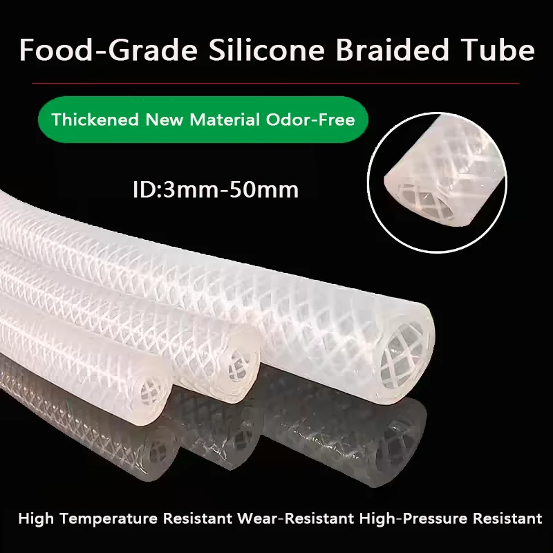 High Pressure And High Temperature Resistant Silicone Braided Tube Steam Explosion-Proof  Hose Food Grade Mesh Corrugated Tube
