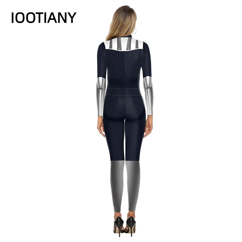 IOOTIANY Robot Punk scheletro Steampunk 3D stampa digitale Costume Cosplay donna Spandex tute Zentai tute