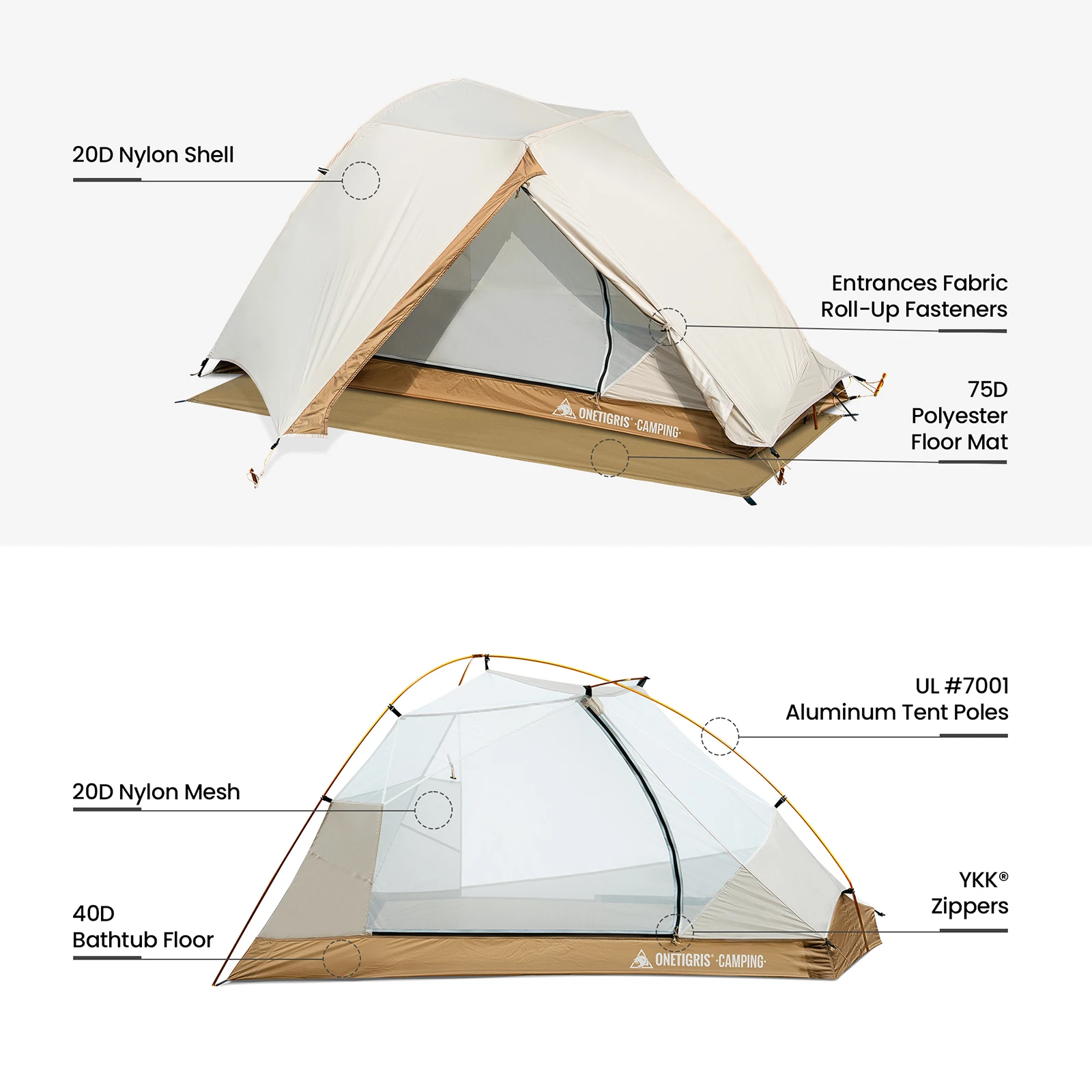 Imagem -04 - Onetigris-tenda de Acampamento Leve Abrigo ao ar Livre Caminhadas Mochila Moto Viagem Única Pessoa Mona